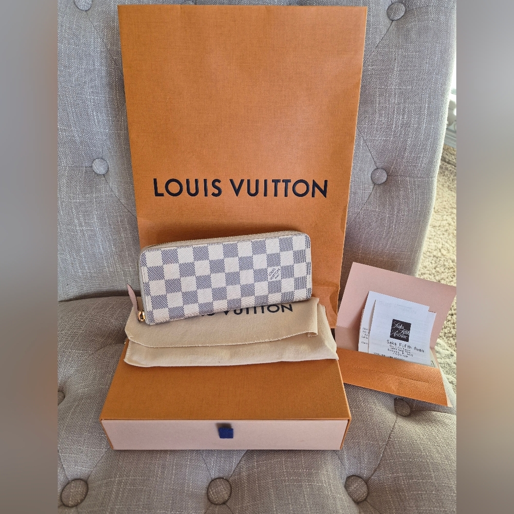 Authentic Louis Vuitton Damier Azur Clemence Wallet